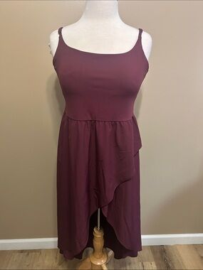 HALARA Sleeveless Asymmetrical Wine High-Low Dress